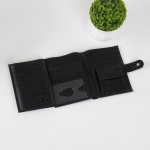 Портмоне 3 в1, отдел для купюр, для карт, для монет, отдел для автодокументов+паспорта, цвет крокодил чёрный Портмоне 3 в1, отдел для купюр, для карт, для монет, отдел для автодокументов+паспорта, цвет крокодил чёрный