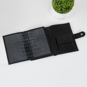 Портмоне 3 в1, отдел для купюр, для карт, для монет, отдел для автодокументов+паспорта, цвет крокодил чёрный Портмоне 3 в1, отдел для купюр, для карт, для монет, отдел для автодокументов+паспорта, цвет крокодил чёрный