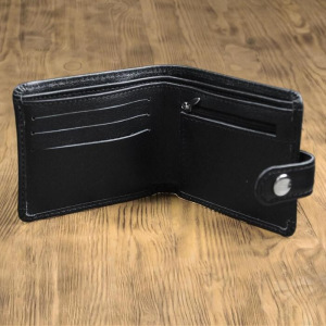 Портмоне комбинированный с обработанными краями "Клетка коричневая", черный с черной вставкой 5285 Портмоне комбинированный с обработанными краями "Клетка коричневая", черный с черной вставкой 5285