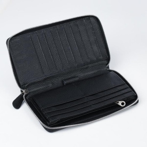 Портмоне мужское, 2 отдела на молнии, ручка, цвет чёрный Портмоне мужское, 2 отдела на молнии, ручка, цвет чёрный