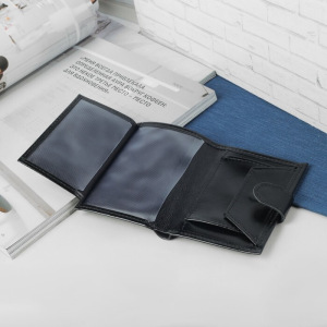 Портмоне мужское 2 в 1, отдел на кнопке, цвет чёрный Портмоне мужское 2 в 1, отдел на кнопке, цвет чёрный