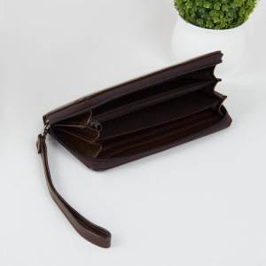 Портмоне мужское, 3 отдела на молнии, ручка, цвет коричневый Портмоне мужское, 3 отдела на молнии, ручка, цвет коричневый