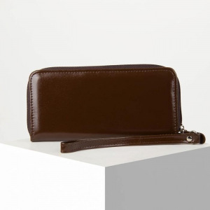 Портмоне мужское, 3 отдела на молнии, ручка, цвет коричневый Портмоне мужское, 3 отдела на молнии, ручка, цвет коричневый