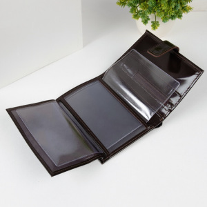 Портмоне мужское 3 в 1, автодокументы и паспорт, отдел на клапане, цвет чёрный Портмоне мужское 3 в 1, автодокументы и паспорт, отдел на клапане, цвет чёрный