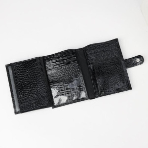 Портмоне мужское 3 в 1, отдел на кнопке, цвет чёрный Портмоне мужское 3 в 1, отдел на кнопке, цвет чёрный