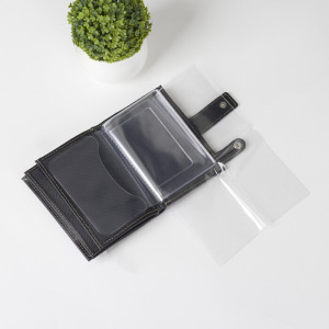 Портмоне мужское 3 в 1, отдел на кнопке, цвет чёрный Портмоне мужское 3 в 1, отдел на кнопке, цвет чёрный