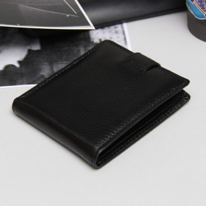 Портмоне мужское на кнопке, 2 отдела, 3 отдела для карт, отдел для монет, металлический зажим для купюр, цвет чёрный Портмоне мужское на кнопке, 2 отдела, 3 отдела для карт, отдел для монет, металлический зажим для купюр, цвет чёрный