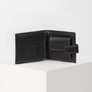 Портмоне мужское на кнопке, 2 отдела, отдел для монет, отдел для карт, цвет чёрный флотер Портмоне мужское на кнопке, 2 отдела, отдел для монет, отдел для карт, цвет чёрный флотер