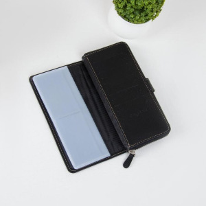 Портмоне-визитница, 3 отдела на молнии, отдел для монет, флотер, цвет чёрный Портмоне-визитница, 3 отдела на молнии, отдел для монет, флотер, цвет чёрный