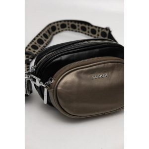 Сумка кросс-боди, 2 отдела на молниях, кошелёк, цвет чёрный/бронза Сумка кросс-боди, 2 отдела на молниях, кошелёк, цвет чёрный/бронза