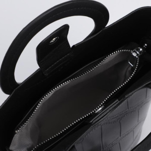 Сумка-тоут, отдел на молнии, с кошельком, длинный ремень, цвет чёрный Сумка-тоут, отдел на молнии, с кошельком, длинный ремень, цвет чёрный