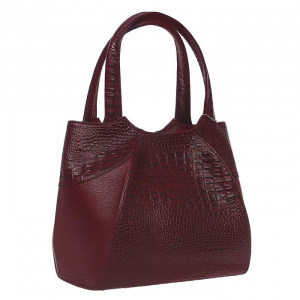 Сумка женская на молнии, 1 отдел, 1 наружный карман, бордовый кайман Сумка женская на молнии, 1 отдел, 1 наружный карман, бордовый кайман