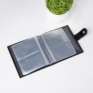 Визитница на кнопке, 2 ряда, 12 листов, цвет чёрный Визитница на кнопке, 2 ряда, 12 листов, цвет чёрный