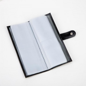 Визитница на кнопке, 2 ряда, 16 листов, цвет чёрный Визитница на кнопке, 2 ряда, 16 листов, цвет чёрный