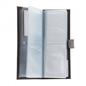 Визитница на кнопке, 2 ряда, 24 листа, чёрная игуана Визитница на кнопке, 2 ряда, 24 листа, чёрная игуана