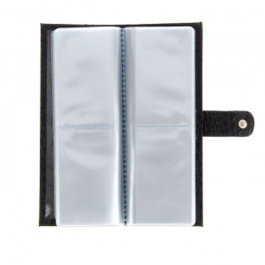 Визитница на кнопке, 2 ряда, 24 листа, чёрный кайман Визитница на кнопке, 2 ряда, 24 листа, чёрный кайман