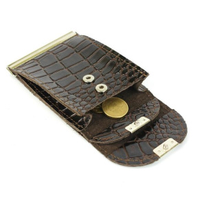 Зажим для купюр+монетница+карточки, н/к, коричневый крокодил Зажим для купюр+монетница+карточки, н/к, коричневый крокодил