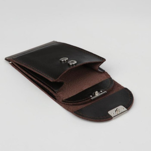 Зажим для купюр на кнопке, отдел для монет, цвет коричневый Зажим для купюр на кнопке, отдел для монет, цвет коричневый