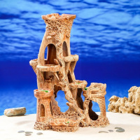 Декорация для аквариума "Замок с изогнутой башней'', 22 х 28 х 42 см