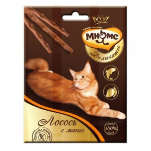 Деликатес лакомые палочки Мнямс для кошек, с лососем и манго, 9 см, 3 х 4 г