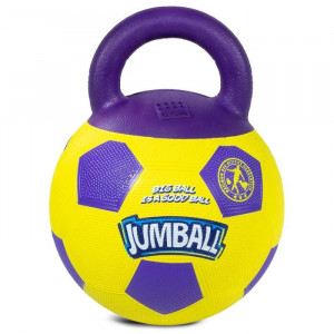 Игрушка для собак GIGWI JUMBALL &quot;Мяч футбольный c ручкой&quot;, 26 см, жёлтый
