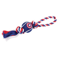Игрушка для собак Triol Marvel "Капитан Америка. Верёвка и мяч", 7 х 35 см