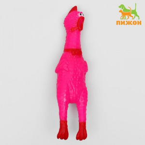 Игрушка пищащая &quot;Курица&quot; малая для собак, 16,5 см, ярко-розовая