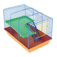 Клетка для грызунов 2-этажная, с пластиковыми полочками и лесенкой, 36 х 24 х 27 см микс
