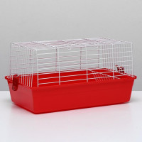Клетка для кроликов с сенником, 60 х 36 х 32 см, красный
