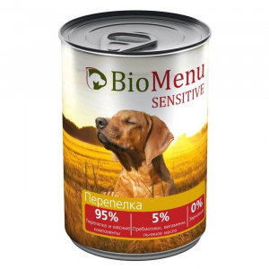 Консервы BioMenu SENSITIVE для собак Перепелка 95%-мясо , 410гр