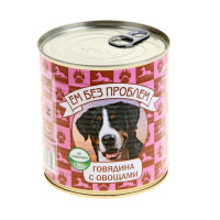 Корм для собак "ЕМ БЕЗ ПРОБЛЕМ", говядина с овощами, ж/б, 750 гр