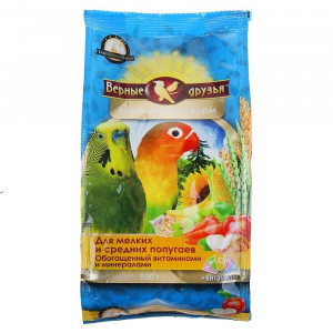 Корм &quot;Верные друзья&quot; для мелких и средних попугаев, с витаминами, 500 г