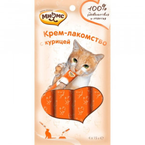 Крем-лакомство Мнямс для кошек, с курицей, 15 г х 4 шт