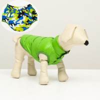 Куртка для собак двухсторонняя с принтом, размер 8 (ДС 23 см, ОГ 30, ОШ 22 см), зелёная