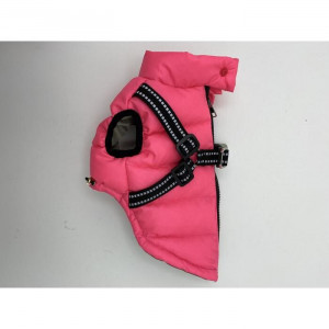 Куртка для собак со шлейкой, размер 18 (ДС 40 см, ОГ 50 см, ОШ 38 см), розовая