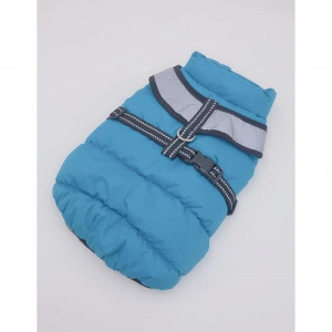Куртка для собак со светоотражающей шлейкой, размер 8 (ДС 23, ОГ 30, ОГ 22), голубая