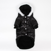 Куртка с капюшоном и мехом, размер XXL (ОШ 36, ОГ 50, ДС 34 см), черная
