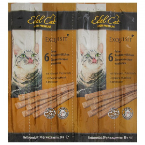 Лакомство Edel Cat для кошек, колбаски, курица, индейка, дрожжи, 6 шт, 40 г