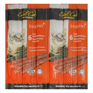 Лакомство Edel Cat для кошек, колбаски, ягненок, индейка, 6 шт, 40 г