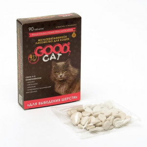 Мультивитаминное лакомcтво GOOD CAT для кошек &quot;Выведение шерсти&quot;, 90 таб