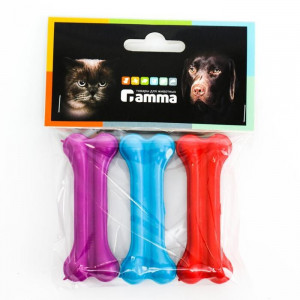 Набор игрушек для собак Gamma &quot;Кость литая №1&quot;, каучук, 3 шт по 7,5 см, микс цветов