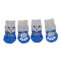 Носки нескользящие "Мишки", размер S (2,5/3,5 * 6 см), набор 4 шт, синие