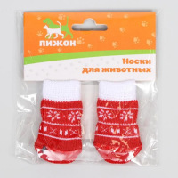 Носки нескользящие "Снежинки" с меховой опушкой, S (2,5/3,5 * 6 см), набор 4 шт