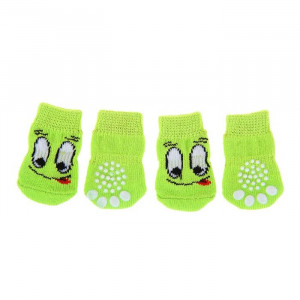 Носки нескользящие &quot;Улыбка&quot;, размер S (2,5/3,5 * 6 см), набор 4 шт, зеленые