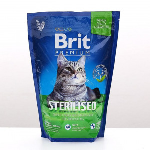 Сухой корм Brit Premium Сat Sterilised для стерилизованных кошек, курица+печень, 800 г