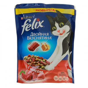 Сухой корм FELIX &quot;Двойная вкуснятина&quot; для кошек, мясо, 750 г