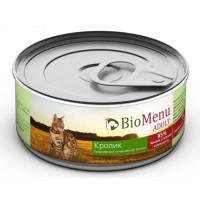 Влажный корм BioMenu ADULT для кошек, мясной паштет с кроликом 95%-мясо, 100 г
