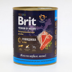 Влажный корм Brit beef &amp; rice для собак, говядина и рис, ж/б, 850 г