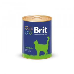 Влажный корм Brit Premium для кошек, говядина, ж/б, 340 г