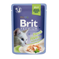 Влажный корм Brit Premium для кошек, кусочки из филе форели в желе, 85 г